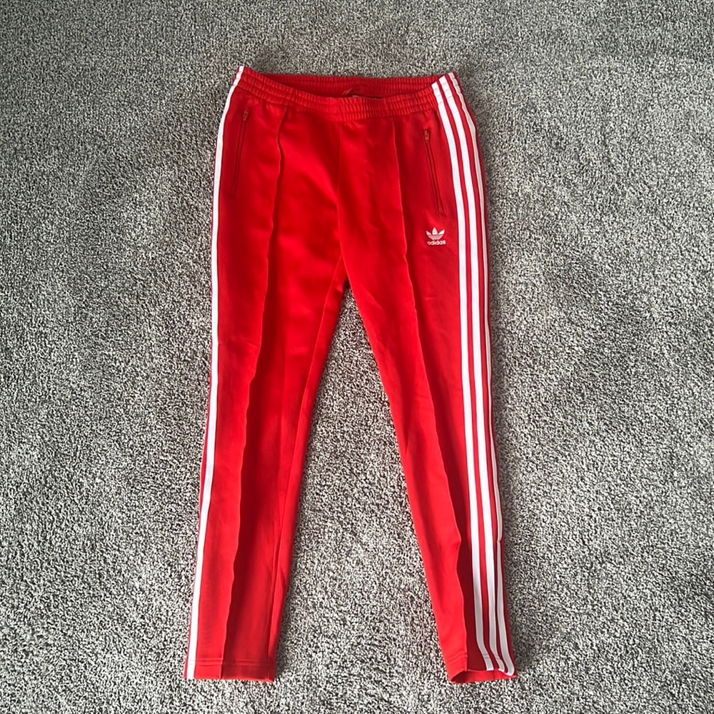 red adidas joggers